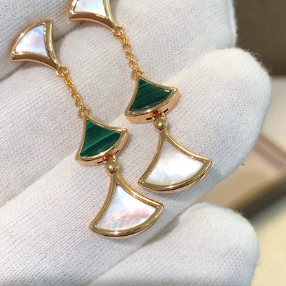 [Charm Aries Jewelry]DREAM EARRINGS 3 MOTIFS MALACHITE MOP PINK GOLD