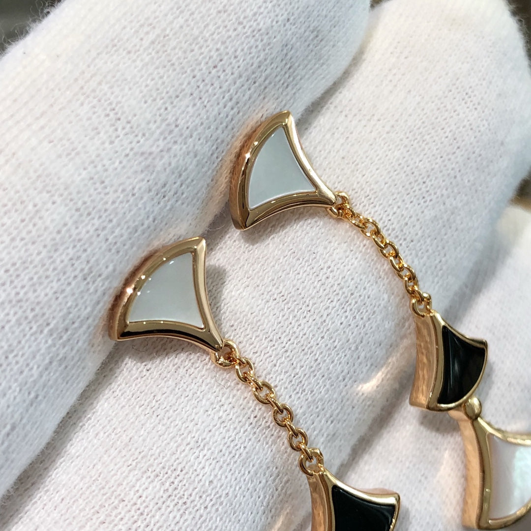 [Charm Aries Jewelry]DREAM EARRINGS 3 MOTIFS ONYX MOP PINK GOLD