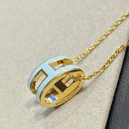 [Charm Aries Jewelry]POP H LIGHT BLUE NECKLACE