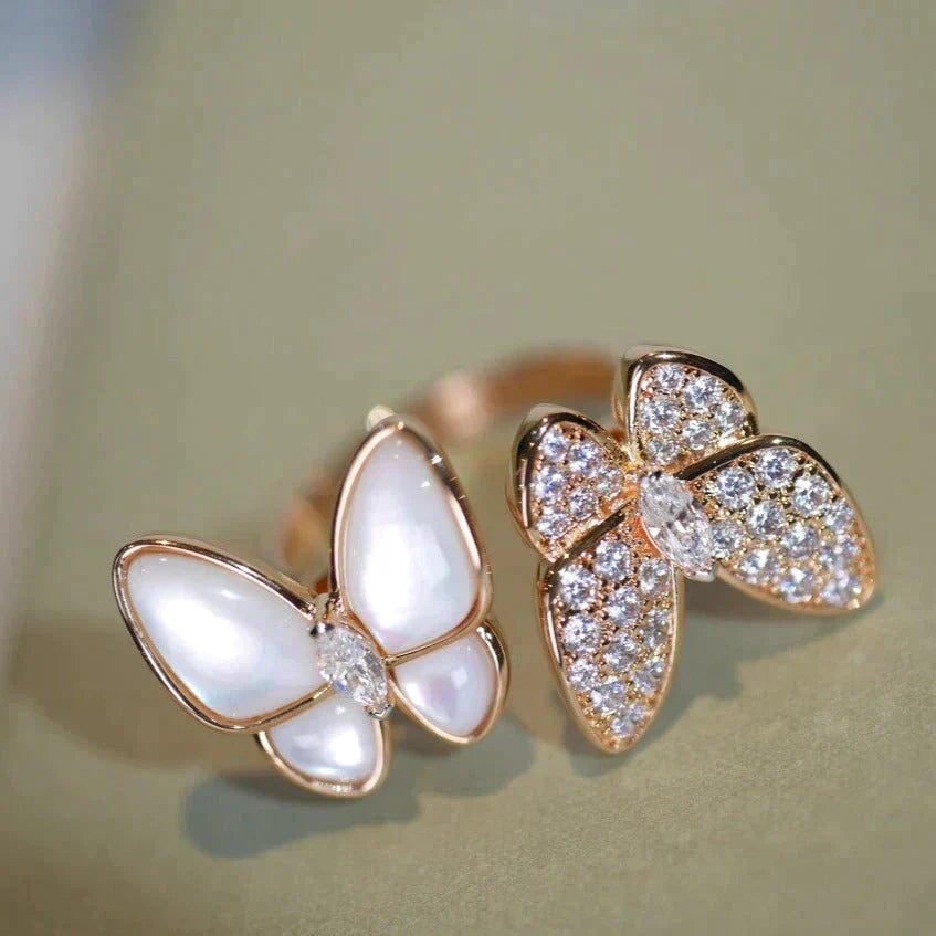 [Charm Aries Jewelry]TWIN BUTTERFLY DIAMOND MOP RING