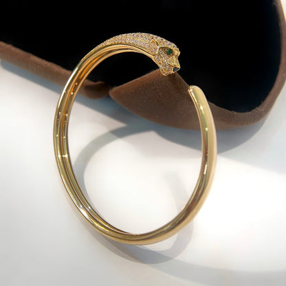 [Charm Aries Jewelry]PANTHERE GOLD DIAMOND OPEN BRACELET