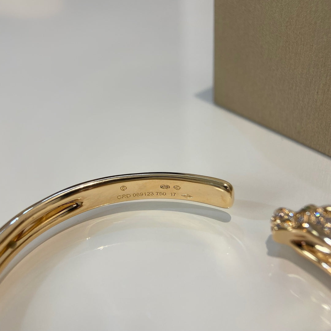 [Charm Aries Jewelry]PANTHERE GOLD DIAMOND OPEN BRACELET