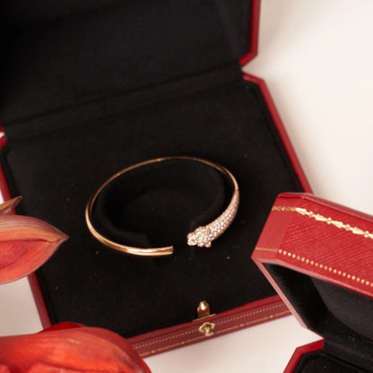[Charm Aries Jewelry]PANTHERE ROSE GOLD DIAMOND OPEN BRACELET