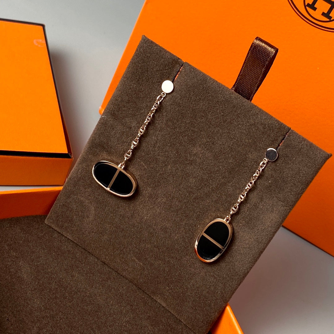 [Charm Aries Jewelry]CHAINE VERSO BLACK CERAMIC EARRINGS