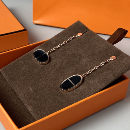 [Charm Aries Jewelry]CHAINE VERSO BLACK CERAMIC EARRINGS