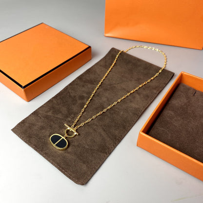 [Charm Aries Jewelry]CHAINE VERSO BLACK CERAMIC NECKLACE