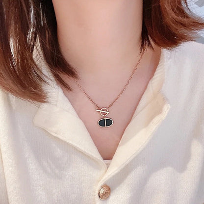 [Charm Aries Jewelry]CHAINE VERSO BLACK CERAMIC NECKLACE