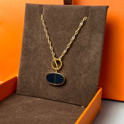 [Charm Aries Jewelry]CHAINE VERSO BLACK CERAMIC NECKLACE