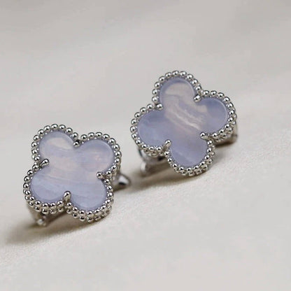[Charm Aries Jewelry]CLOVER MEDIUM 1 MOTIFS  WHITE MOP EARRINGS SILVER