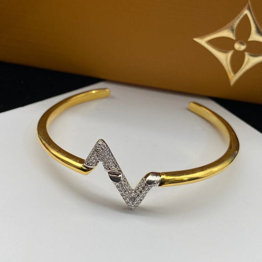 [Charm Aries Jewelry]VOLTE UPSITE DOWN DIAMOND GOLD OPEN BRACELET