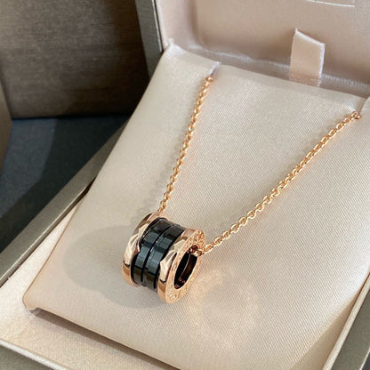 [Charm Aries Jewelry]ZERO 1 BLACK CERAMIC PINK GOLD NECKLACE