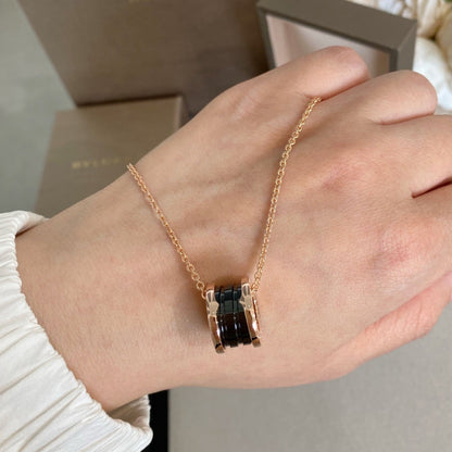 [Charm Aries Jewelry]ZERO 1 BLACK CERAMIC PINK GOLD NECKLACE