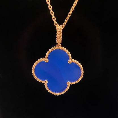 [Charm Aries Jewelry]CLOVER 25MM NECKLACE TURQUOISE ROSE GOLD