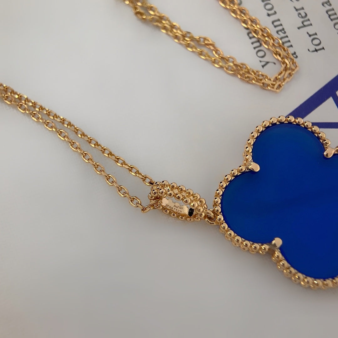 [Charm Aries Jewelry]CLOVER 25MM NECKLACE TURQUOISE ROSE GOLD