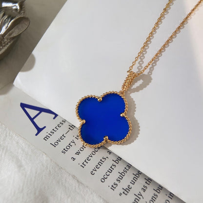 [Charm Aries Jewelry]CLOVER 25MM NECKLACE TURQUOISE ROSE GOLD