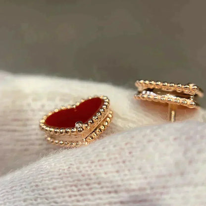 [Charm Aries Jewelry]HEART CARNELIAN STUD EARRINGS