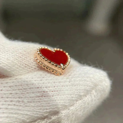 [Charm Aries Jewelry]HEART CARNELIAN STUD EARRINGS