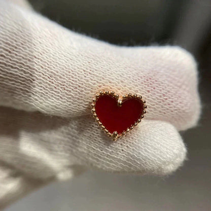 [Charm Aries Jewelry]HEART CARNELIAN STUD EARRINGS