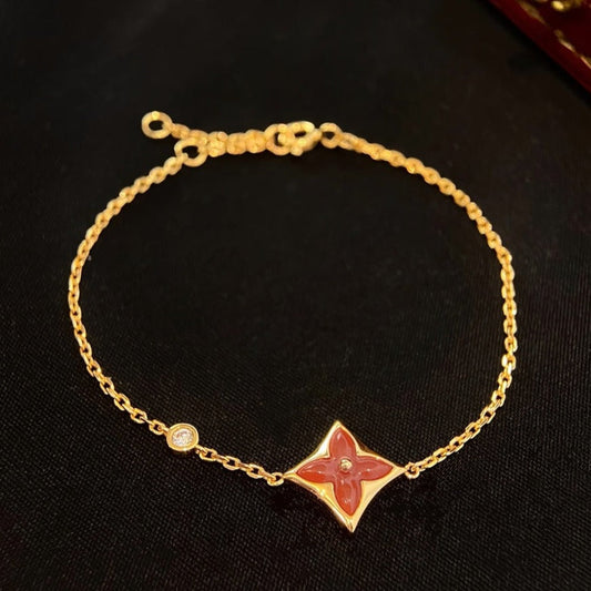 [Charm Aries Jewelry]COLOR STAR CARNELIAN PINK GOLD DIAMOND BRACELET