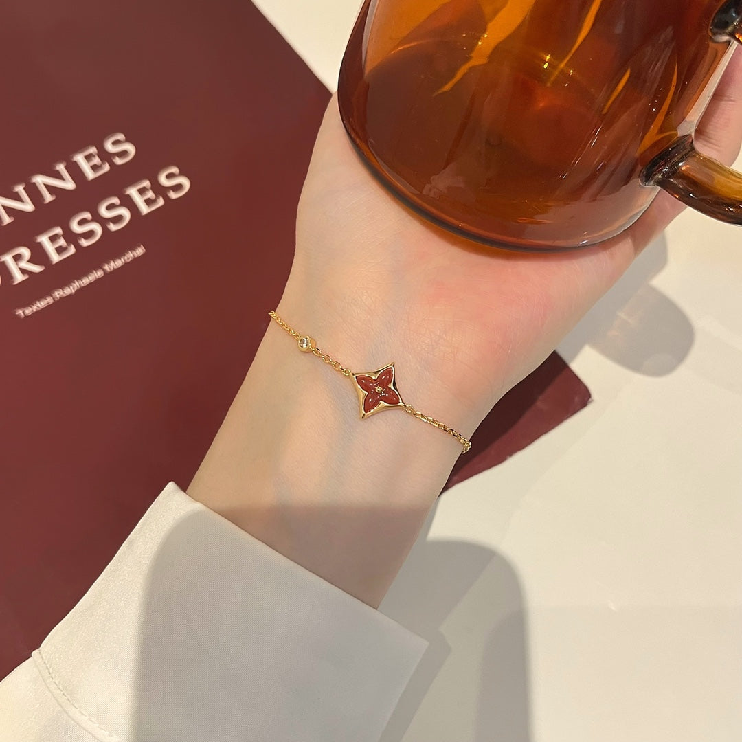 [Charm Aries Jewelry]COLOR STAR CARNELIAN PINK GOLD DIAMOND BRACELET