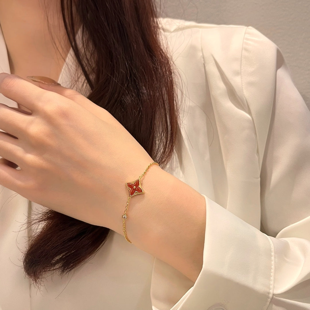 [Charm Aries Jewelry]COLOR STAR CARNELIAN PINK GOLD DIAMOND BRACELET