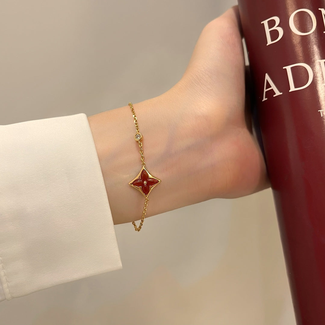 [Charm Aries Jewelry]COLOR STAR CARNELIAN PINK GOLD DIAMOND BRACELET
