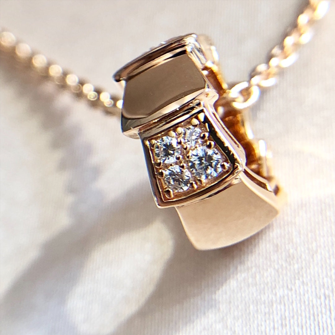 [Charm Aries Jewelry]SERPENTI PEDANT DIAMOND PINK GOLD NECKLACE