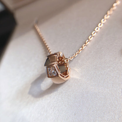 [Charm Aries Jewelry]SERPENTI PEDANT DIAMOND PINK GOLD NECKLACE
