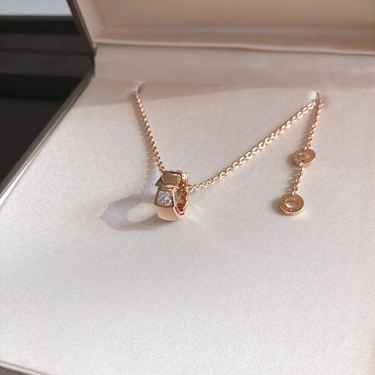 [Charm Aries Jewelry]SERPENTI PEDANT DIAMOND PINK GOLD NECKLACE