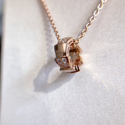 [Charm Aries Jewelry]SERPENTI PEDANT DIAMOND PINK GOLD NECKLACE