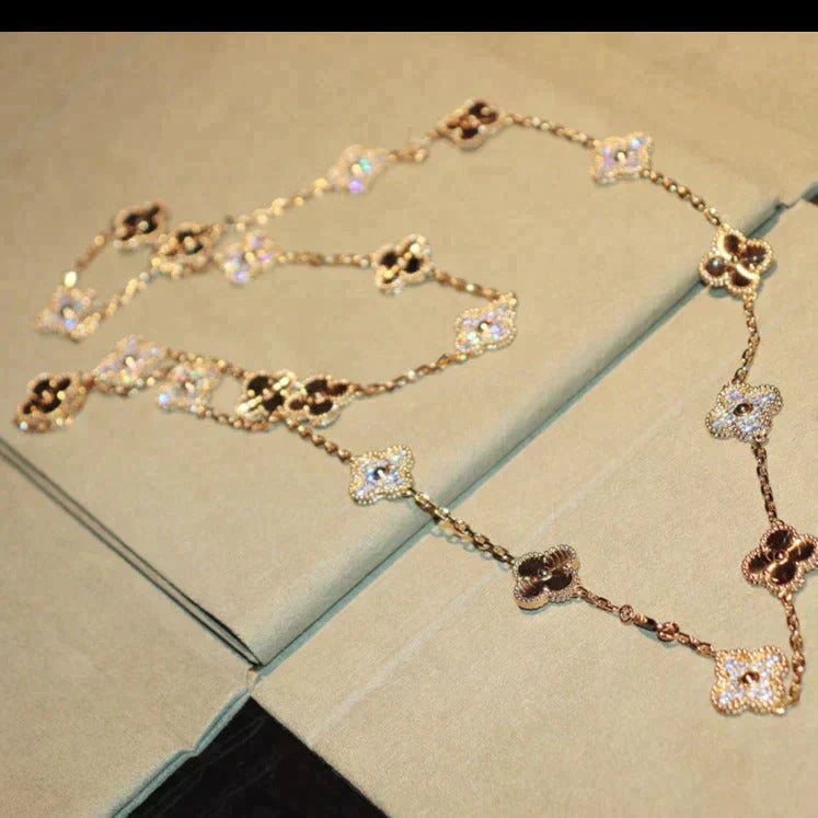 [Charm Aries Jewelry]CLOVER 20 MOTIFS LASER DIAMOND NECKLACE