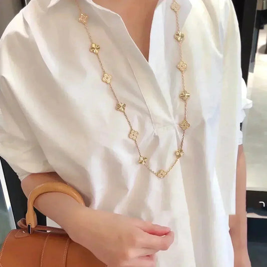 [Charm Aries Jewelry]CLOVER 20 MOTIFS LASER DIAMOND NECKLACE