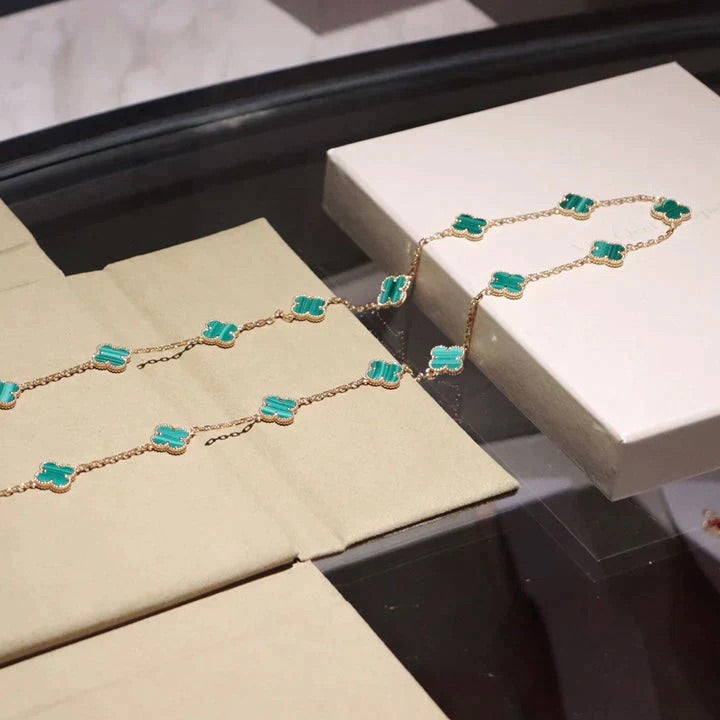 [Charm Aries Jewelry]CLOVER 20 MOTIFS MALACHITE GOLD