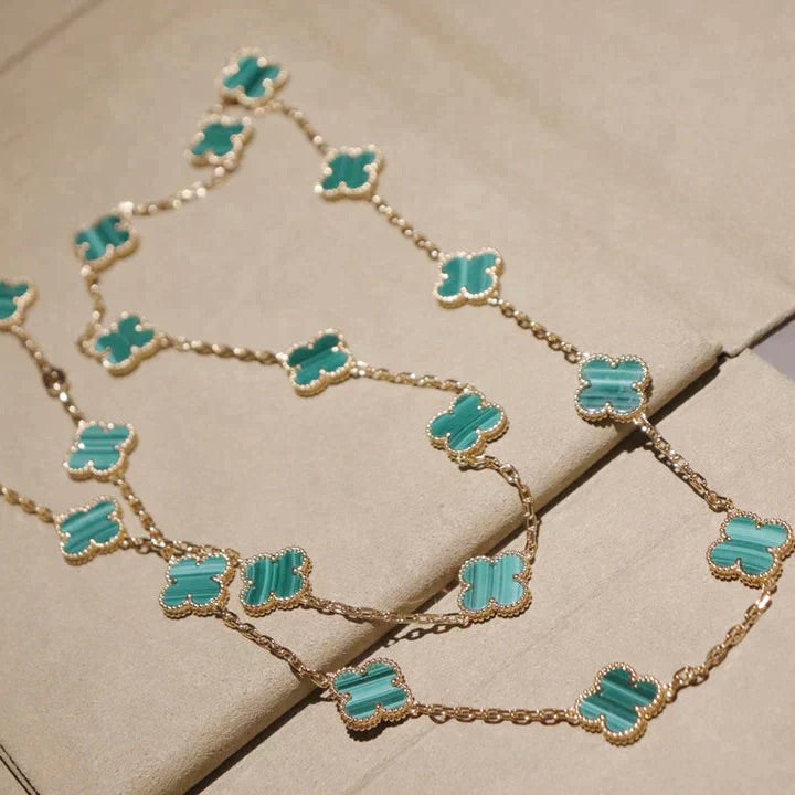 [Charm Aries Jewelry]CLOVER 20 MOTIFS MALACHITE GOLD
