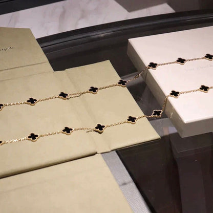 [Charm Aries Jewelry]CLOVER 20 MOTIFS ONYX NECKLACE