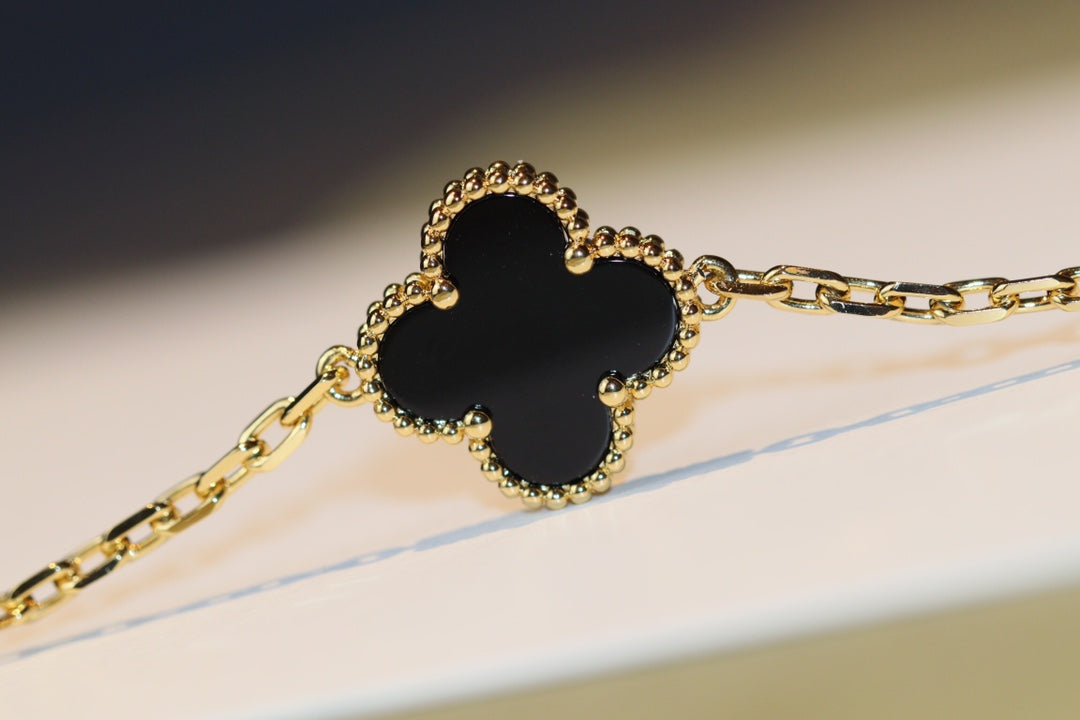 [Charm Aries Jewelry]CLOVER 20 MOTIFS ONYX ROSE GOLD