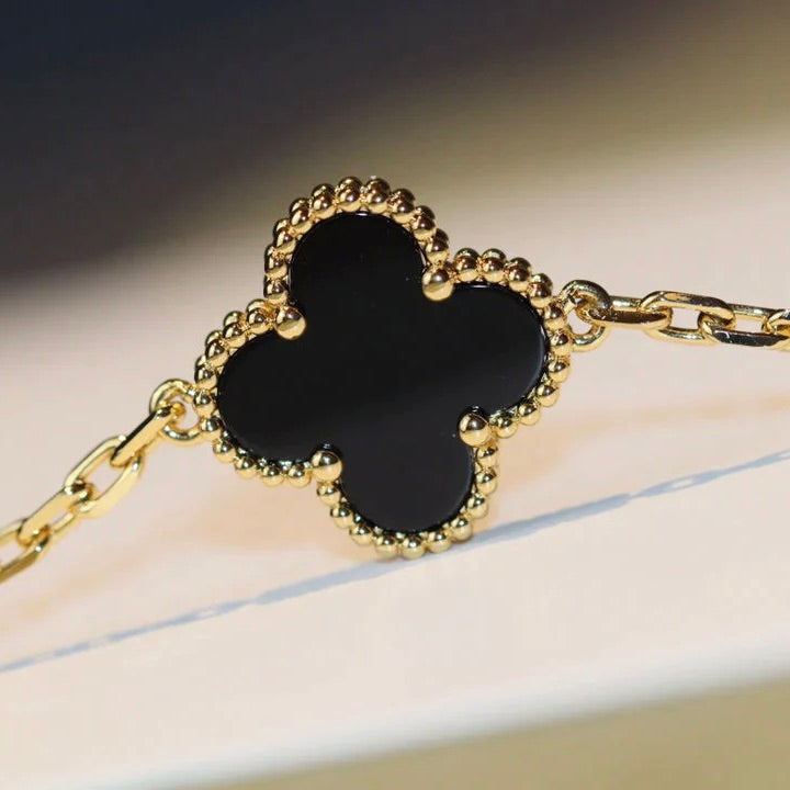 [Charm Aries Jewelry]CLOVER 20 MOTIFS ONYX NECKLACE