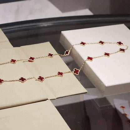 [Charm Aries Jewelry]CLOVER 20 MOTIFS CARNELIAN NECKLACE
