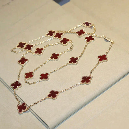 [Charm Aries Jewelry]CLOVER 20 MOTIFS CARNELIAN NECKLACE