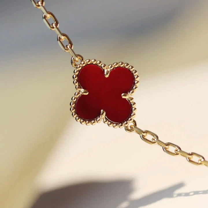 [Charm Aries Jewelry]CLOVER 20 MOTIFS CARNELIAN NECKLACE