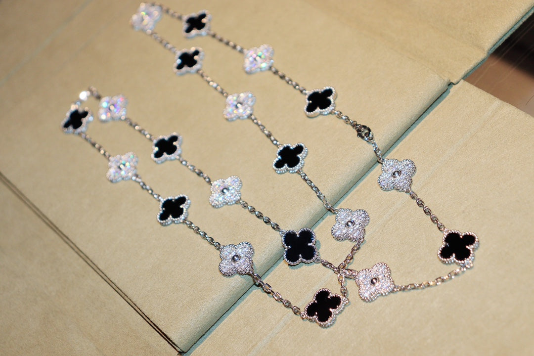 [Charm Aries Jewelry]CLOVER 20 MOTIFS ONYX DIAMOND SILVER