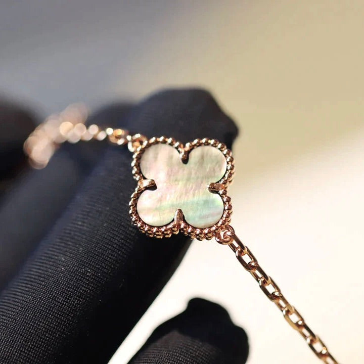 [Charm Aries Jewelry]CLOVER 20 MOTIFS DARK MOP DIAMOND  NECKLACE