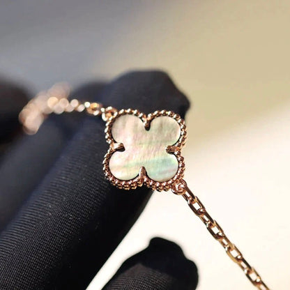 [Charm Aries Jewelry]CLOVER 20 MOTIFS DARK MOP DIAMOND  NECKLACE