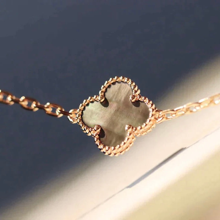 [Charm Aries Jewelry]CLOVER 20 MOTIFS DARK MOP DIAMOND  NECKLACE
