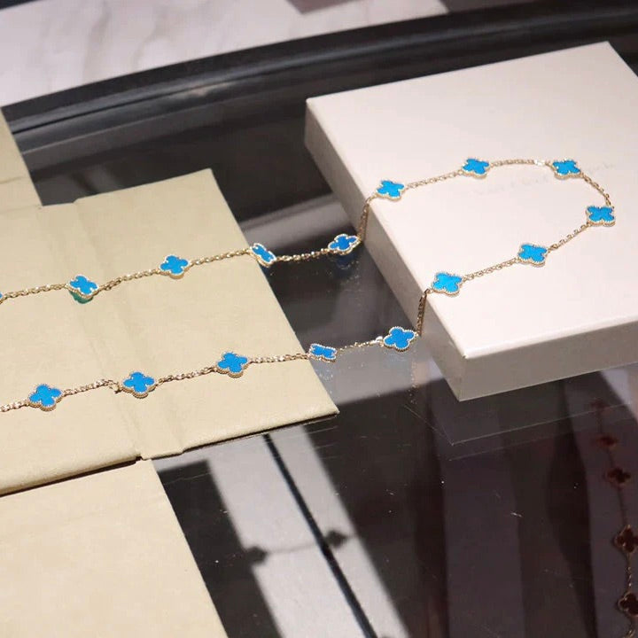 [Charm Aries Jewelry]CLOVER 20 MOTIFS TURQUOISE GOLD