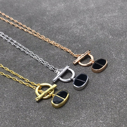 [Charm Aries Jewelry]CHAINE VERSO BLACK CERAMIC  NECKLACE