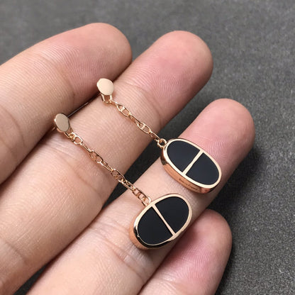 [Charm Aries Jewelry]CHAINE VERSO BLACK CERAMIC SILVER EARRINGS