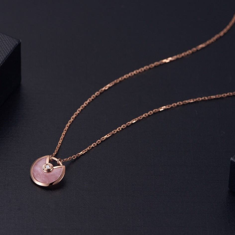 [Charm Aries Jewelry]AMULETTE ROSE GOLD PINK MOP NECKLACE