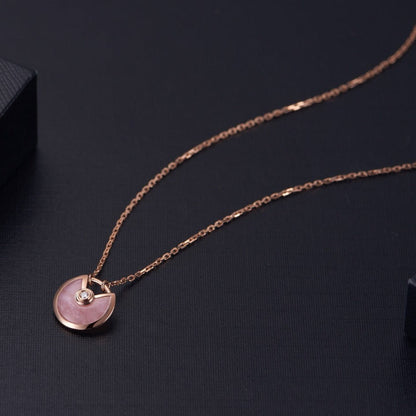 [Charm Aries Jewelry]AMULETTE ROSE GOLD PINK MOP NECKLACE
