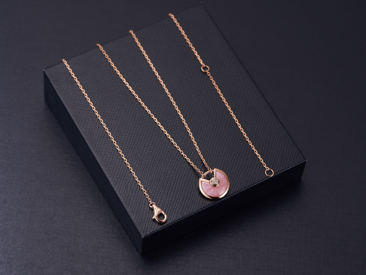 [Charm Aries Jewelry]AMULETTE ROSE GOLD PINK MOP NECKLACE